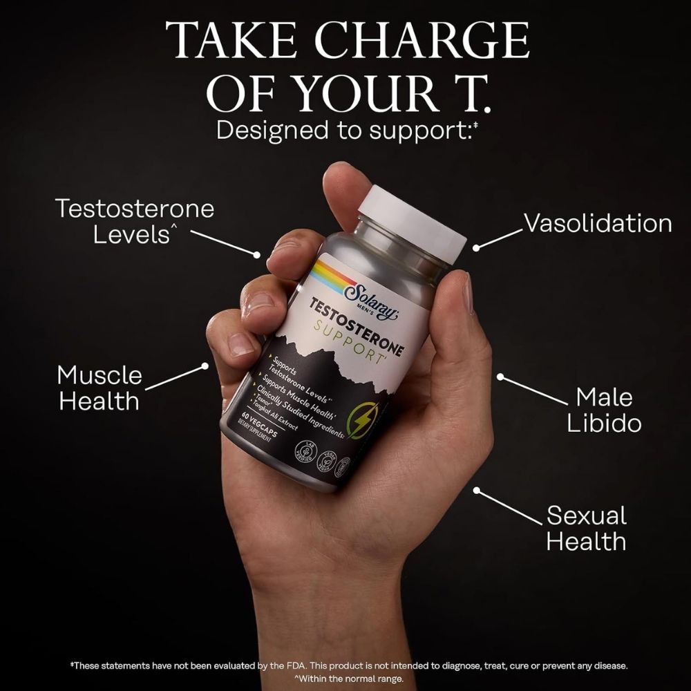 Solaray Testosterone Support – Men’s Hormone & Muscle Health Formula 60 VegCaps
