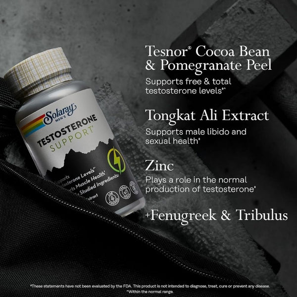 Solaray Testosterone Support – Men’s Hormone & Muscle Health Formula 60 VegCaps