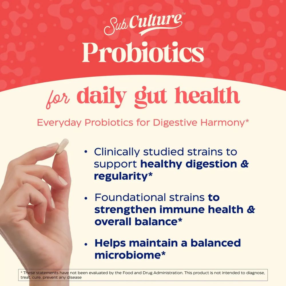 Enzymedica SubCulture Probiotic 30B – Daily Gut Health (30 Capsules)