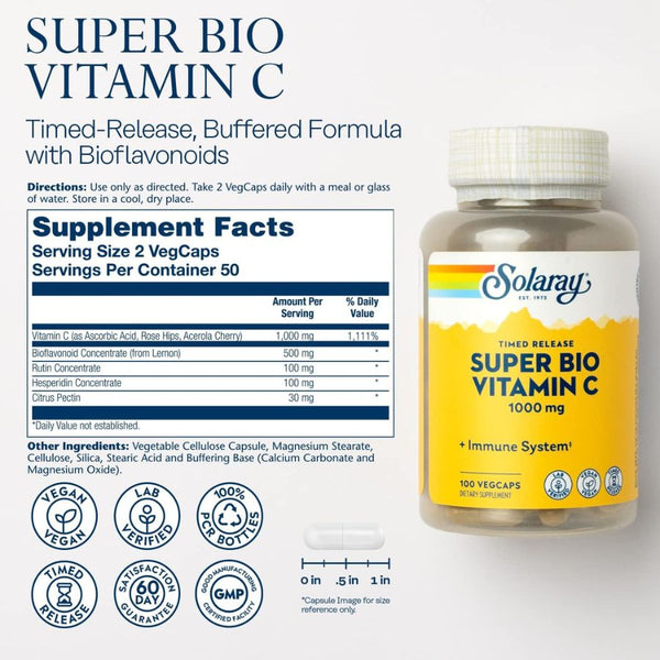 Solaray Super Bio Vitamin C Buffered - 1000 mg - 100 VegCaps