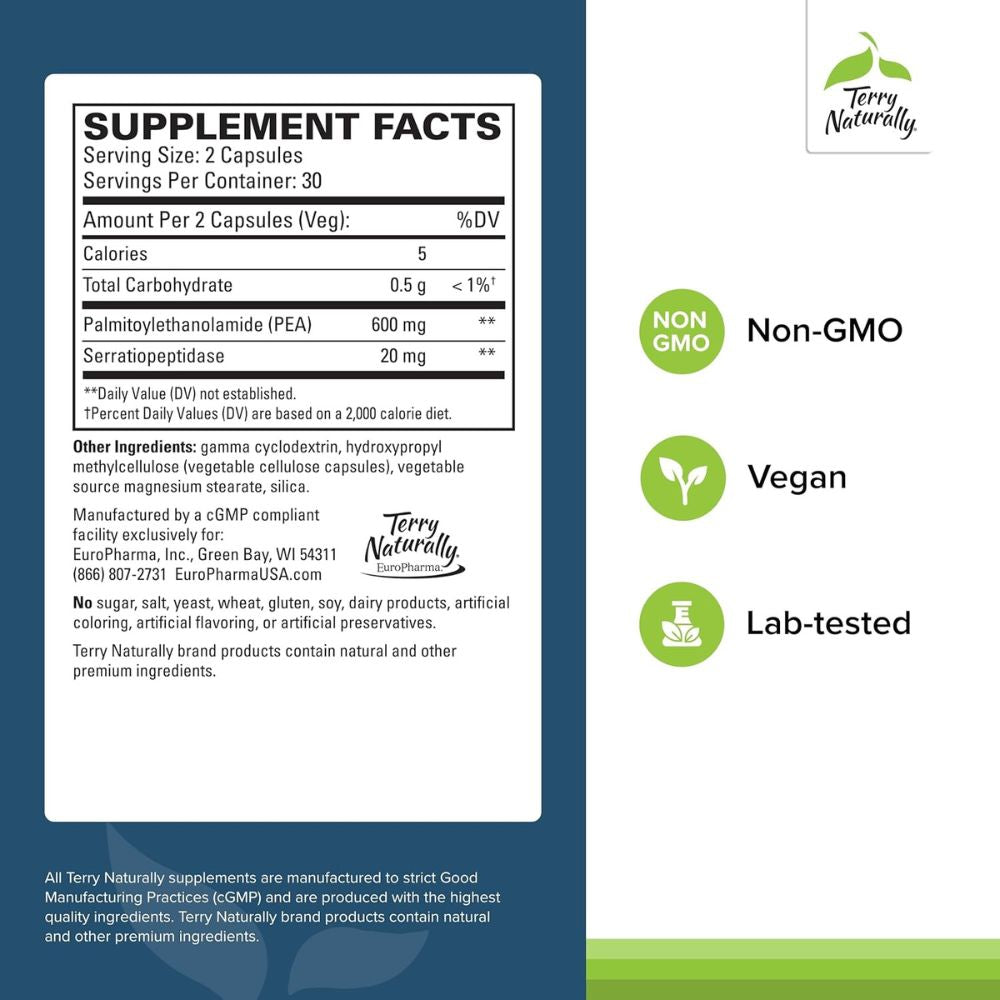 Terry Naturally PEA Healthy Inflammation Response – 60 Capsules