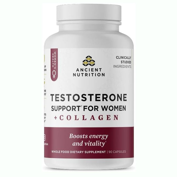 Ancient Nutrition Testosterone Support for Women Collagen - 30 Servings - 90 Caps