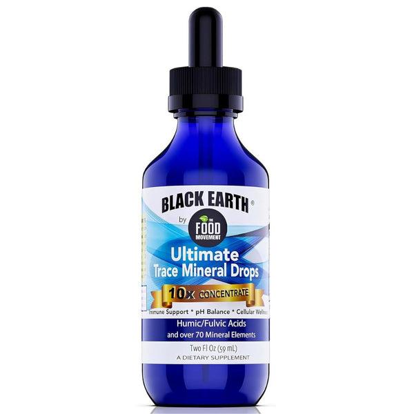 The Food Movement Co. Black Earth Ultimate Trace Minerals – 10x Strength Fulvic & Humic Acid Mineral Drops - 2 fl oz