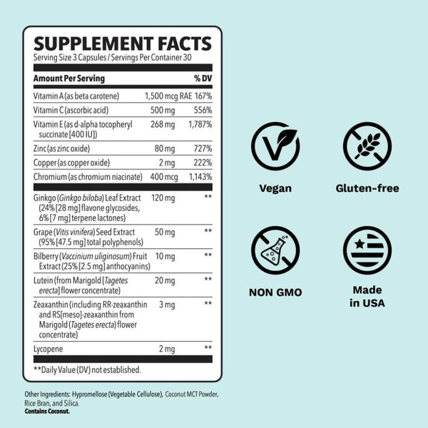 LifeSeasons Visibili-T Extra Strength – Full AREDS 2 Eye Health Complex - 120 VegCaps