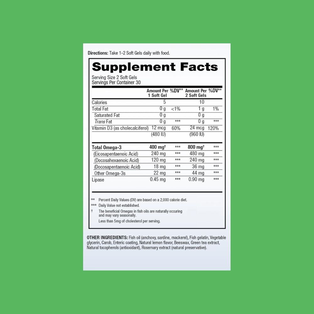 Vital Omega Easy Swallow - 800 mg - 60 mini Enteric Coated Fishgels