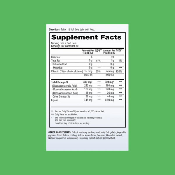Vital Omega Easy Swallow - 800 mg - 60 mini Enteric Coated Fishgels