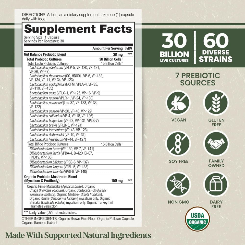 Vital Planet Organic Flora Gut Balance – 30 Capsules