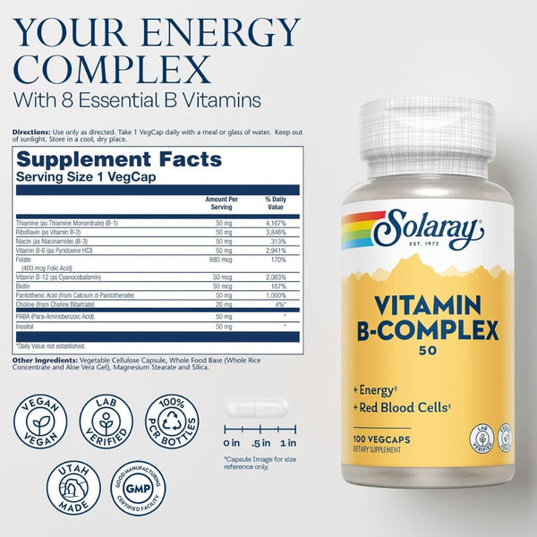 Solaray Vitamin B - Complex - 50 - 100 VegCaps