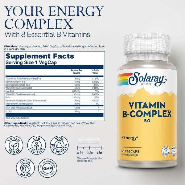 Solaray Vitamin B - Complex - 50 - 50 VegCaps