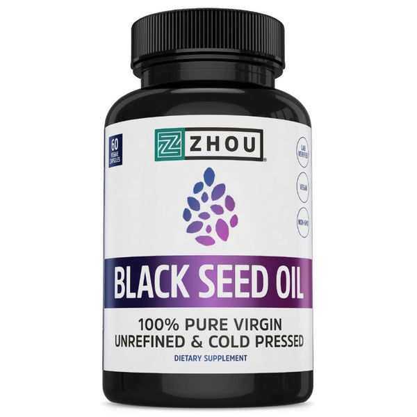 Zhou Black Seed Oil Capsules – Pure Nigella Sativa for Whole Body Wellness - 60 Caps