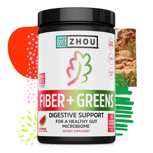 Zhou Fiber + Greens Powder – Watermelon, 460 g