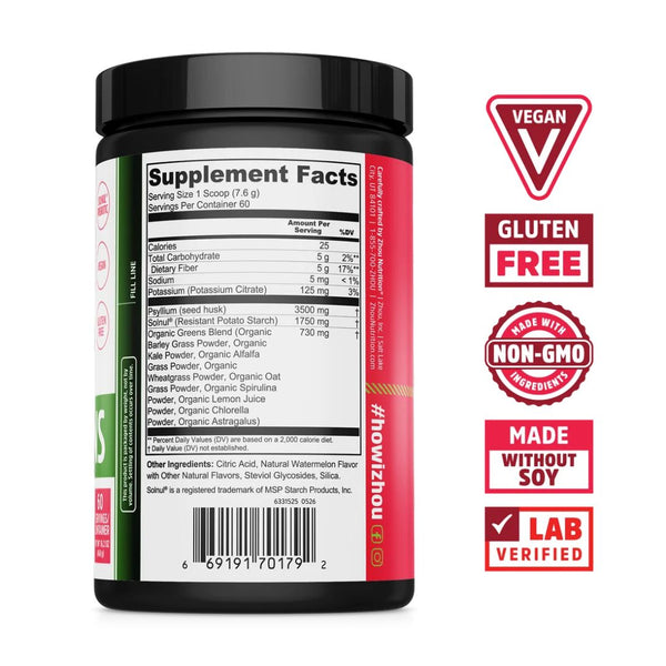 Zhou Fiber + Greens Powder – Watermelon, 460 g