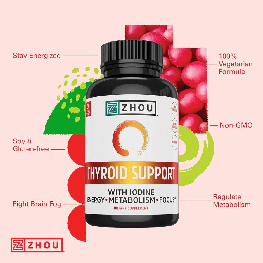 Zhou Thyroid Support w Iodine - 60 VegCaps