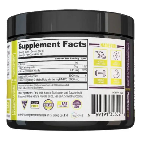 Zhou Nutrition Creatine + HMB Powder – Muscle Strength, Recovery &amp; Performance Support 10.9 oz