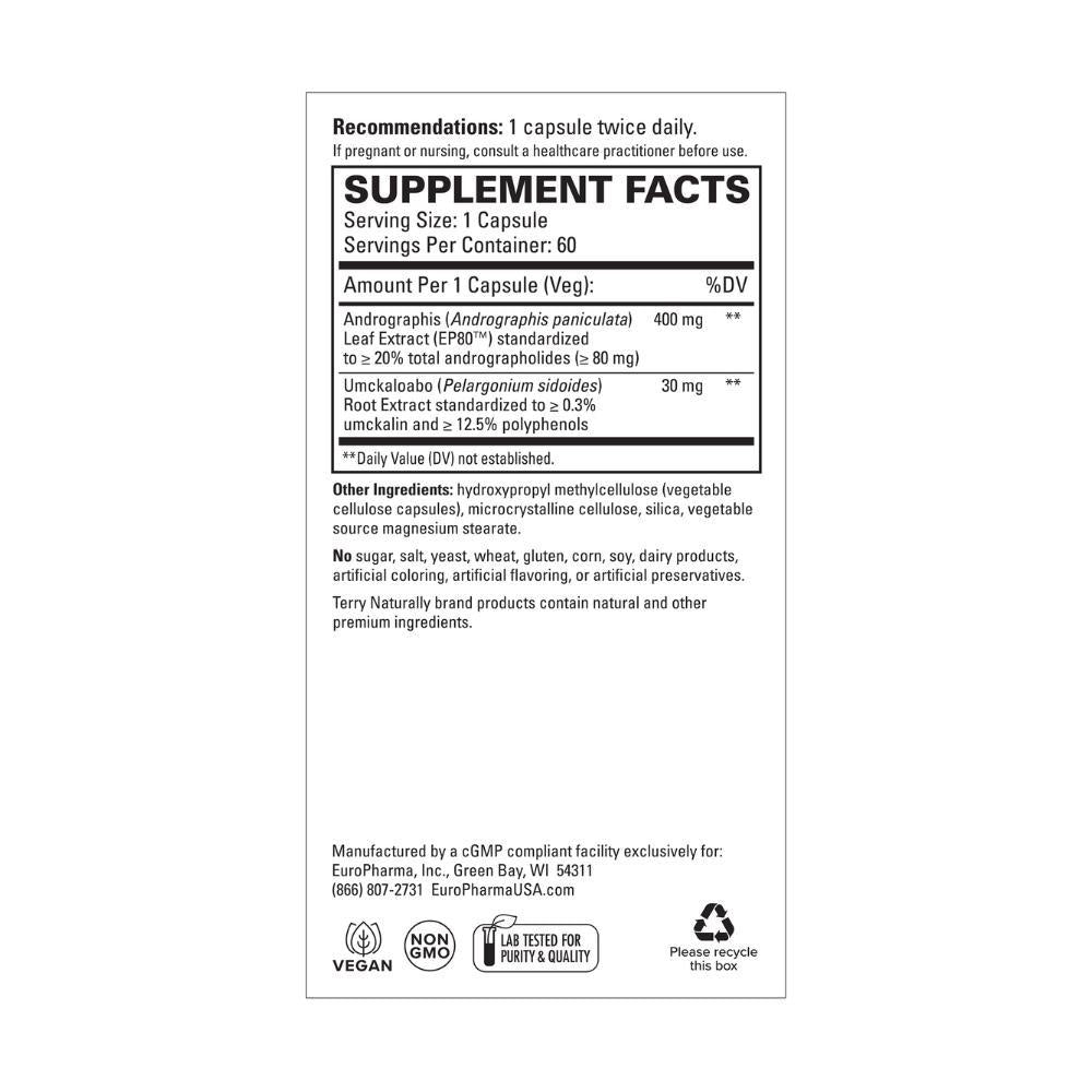 Terry Naturally Andrographis EP80 with Umckaloabo - 60 Capsules