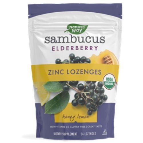 Sambucus Elderberry Zinc Lozenges, Honey Lemon 24 ct