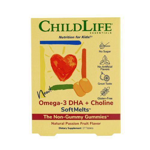 Child Life Omega-3 DHA + Choline SoftChew Gummies Passion Fruit 27 ct