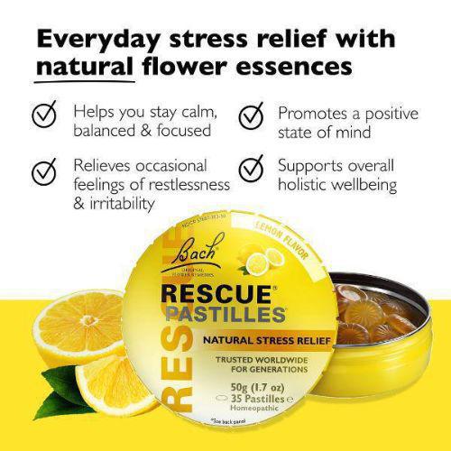 Bach Rescue Pastilles Natural Stress Relief Lemon - 35 Pastilles
