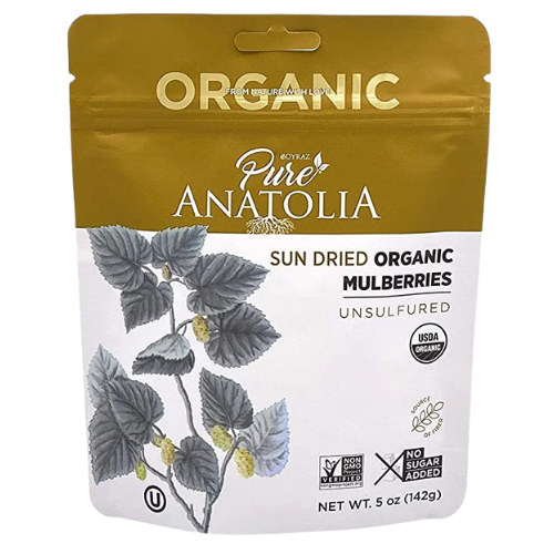 Pure Anatolia Organic Sun Dried Mulberries Unsulfured 5 oz