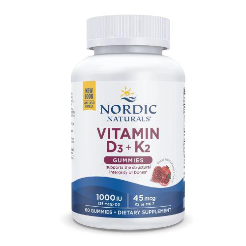 Vitamins D3 + K2 Gummies Pomegranate 60 ct