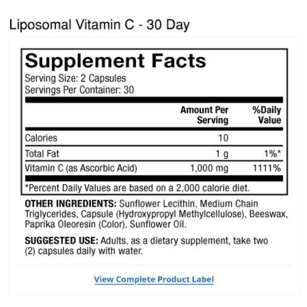 Liposomal Vitamin C 1000 mg 60 ct